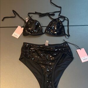 Juicy Couture Glamorous Sequin Black Bikini Set